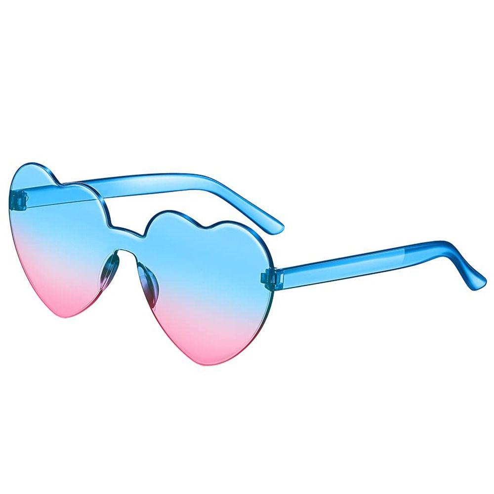 Love Heart Shape Sunglasses Women Rimless Frame Tint Clear Lens Colorful Sun Glasses Female Red Pink Yellow Shades Travel