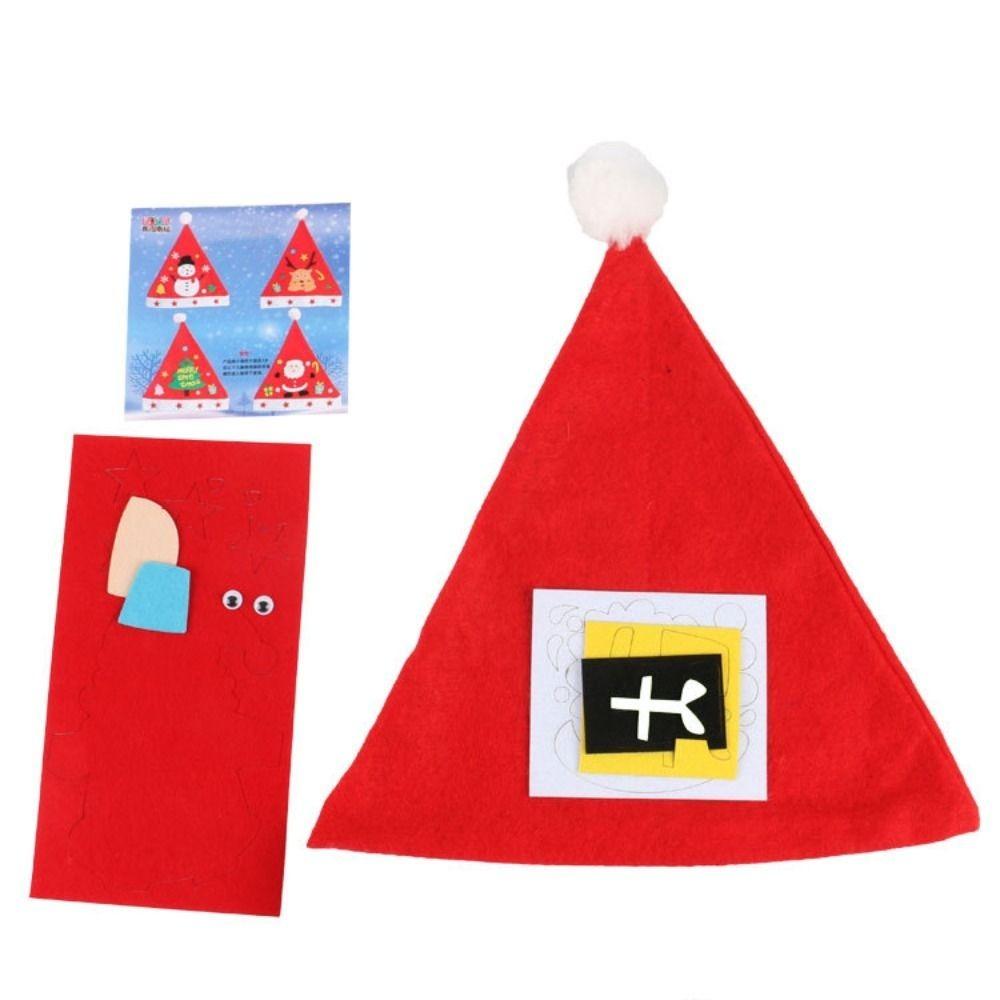 Non-woven Fabric DIY Christmas Hat Toy Santa Claus Kriss Kringle Hat Kids Xmas Arts Hats Toddlers