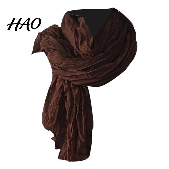 Unisex Scarf Women Solid Color Pleated Long Retro Autumn Vintage Inspired Winter Warm Soft Accessory