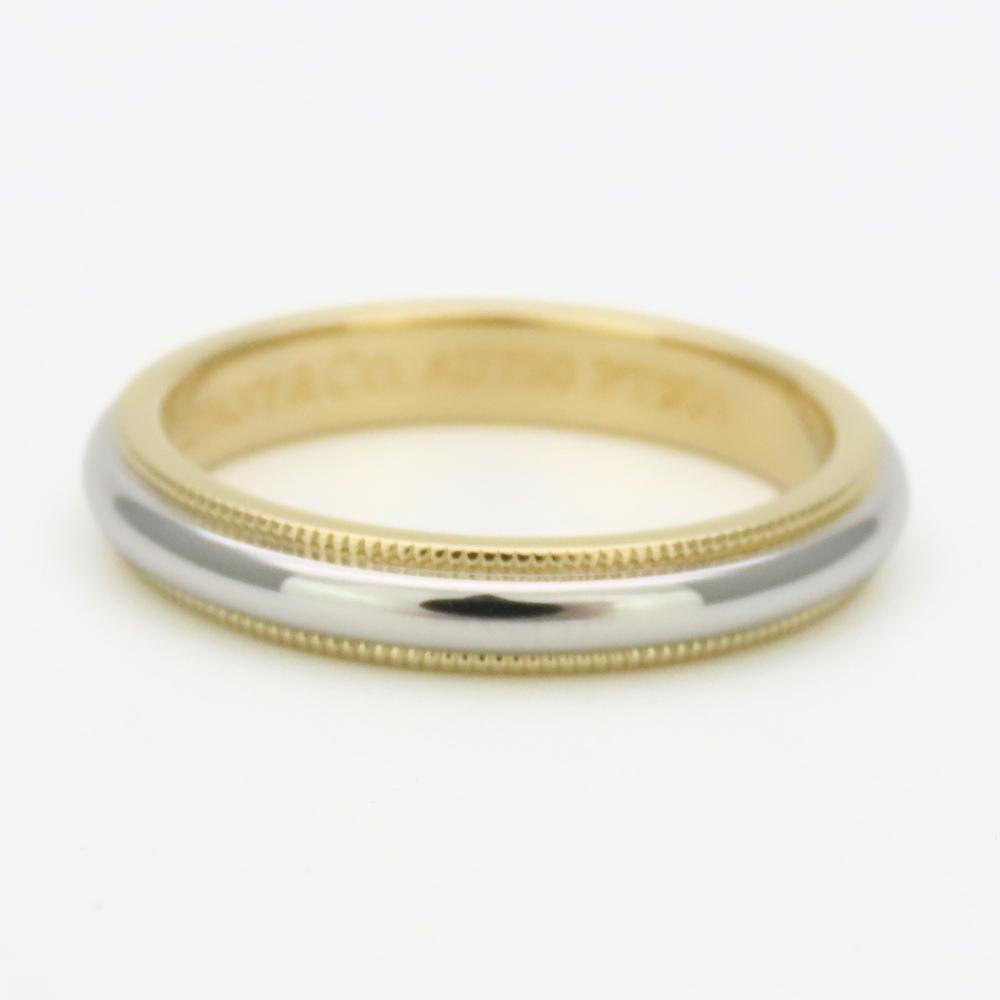 Used TIFFANY&Co. Ring Milgrain EU#53 K18 yellow gold/Pt950Platinum 5.5g Yellow Gold Platinum jewelry