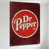 Vintage Dr Pepper Metal Tin Sign Distressed Maroon Background Cracked Texture with Rivets Decor for Man Cave Bar Home Cafe