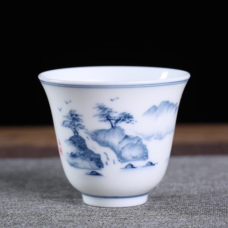 MULTIPOTENT Hand-Painted Blue & White Thin Porcelain Gongfu Master Teacup Set
