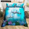 Пододеяльник с изображением китов King Queen, комплект постельного белья с изображением морских животных, водорослей, морских звезд, морских обитателей, пододеяльник из синего полиэстера