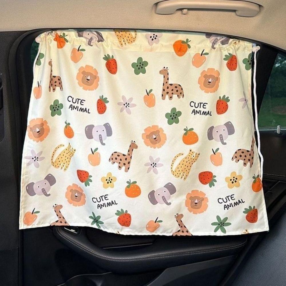 Embroidered Car Window Sunshade Suction Cup Auto Sliding Curtain  For Kid Baby Children