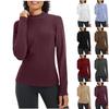 Ladies' Casual And Fashionable Solid Color Round Neck With Warm Long Sleeved T-shirt Top