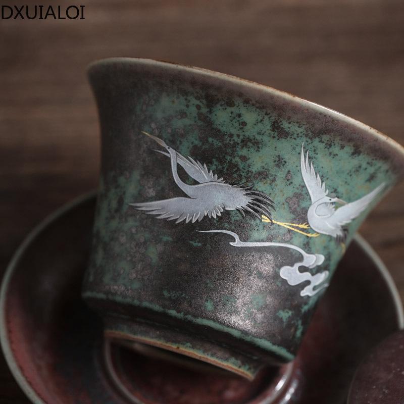 Керамическая супница Sancai Kung Fu Creative Tea A Crane Queen's Cup Tea Bowl Gaiwan Керамический супник Набор для чая из толстого фарфора