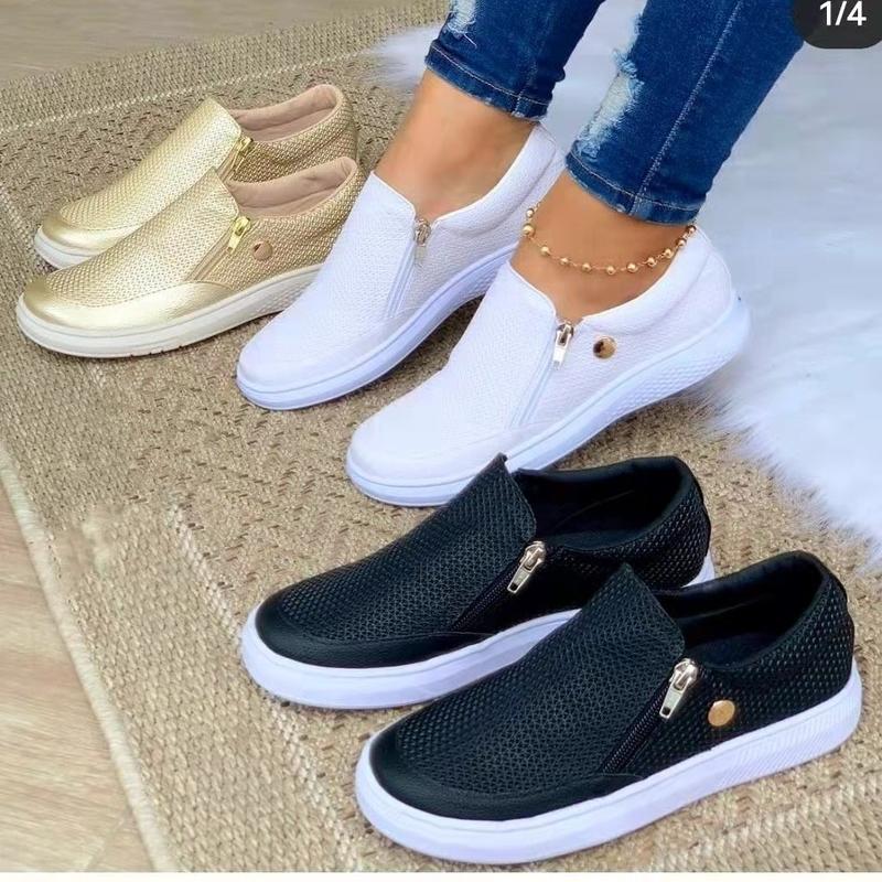 Spring Vulcanize Shoes Women Ladies Slip-On Flat Casual Shoes Fashion Leather Platform Sneakers for Women 2024 Zapatillas Mujer