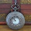 Black Retro Roman Numeral White Face Skeleton Pocket Watch 8171