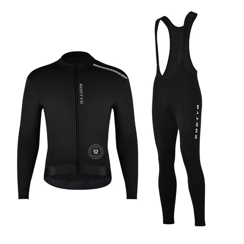 Mens Thermal Cycling Jersey Bib Pants Set Outdoor Bike Riding