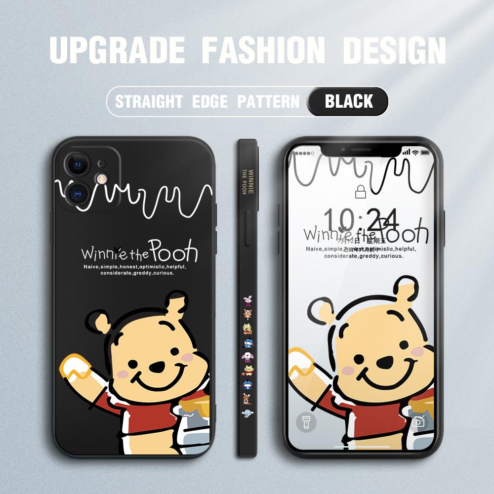 Мультяшный Дисней Винни Пух Медведь с квадратным краем и узором, жидкий силиконовый противоударный чехол для телефона для iPhone OnePlus
