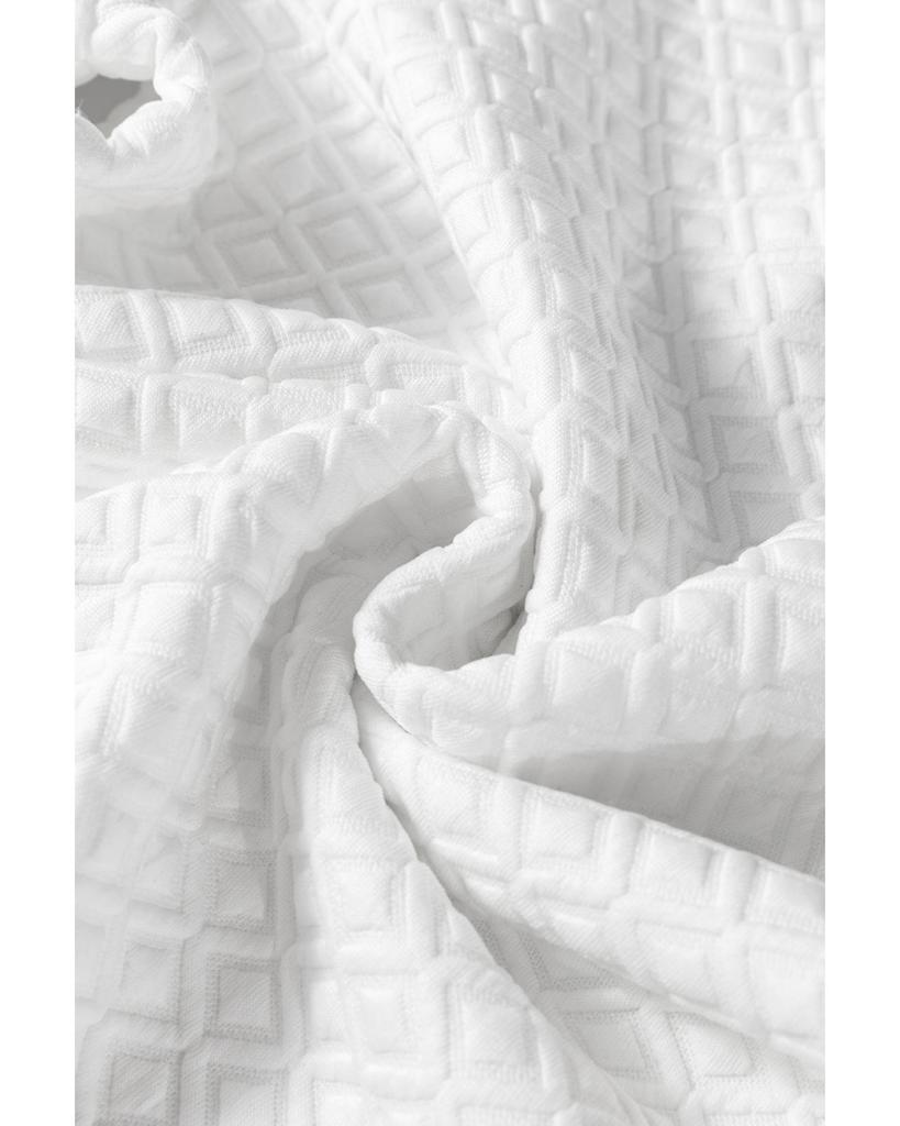 Azura Exchange White Textured Puff Long Sleeve Round Neck Top