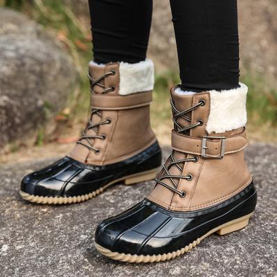 Женские сапоги Lady Duck Boots Меховые водонепроницаемые молнии резиновая подошва Женские резиновые сапоги Ботильоны на шнуровке Зимняя женская обувь на меху