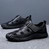 Fashion Mens Genuine Leather Sandals 2024 Summer Flat Soft Cow Leather Male Footwear Thick Sole Brand Black Casual Shoes A4636