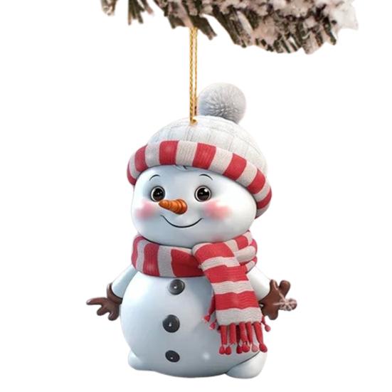 5 шт. Милые мультяшные украшения в виде снеговиков, акриловый подвесной декор для рождественской елки, зеркала заднего вида автомобиля, праздничные домашние украшения для витрины