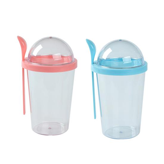 1 Set 400ml Salad Cup Double Layer Dry Wet Separation Portable Breakfast Fat Reduction Bottle