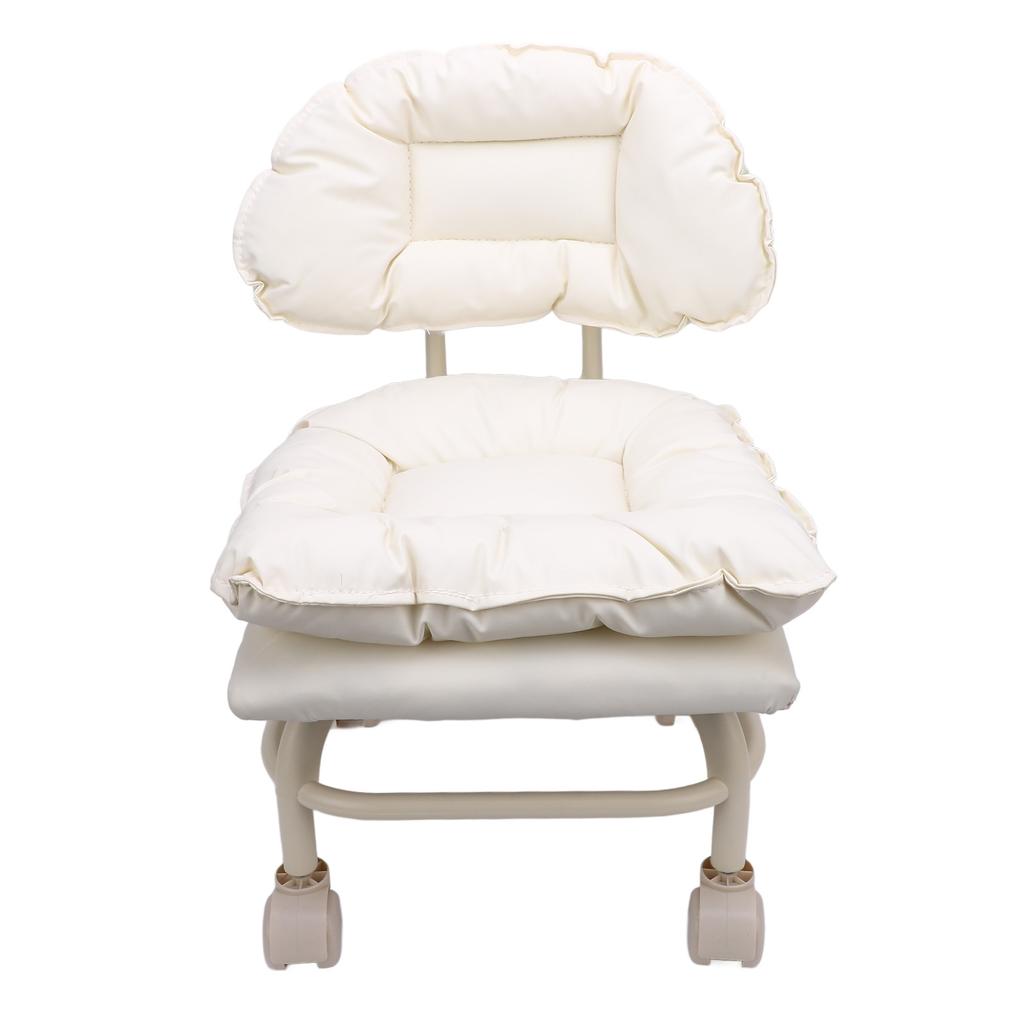 Low Rolling Stool with Back Water Proof PU 360 Degree Rotating Soft Padding Short Rolling Stool