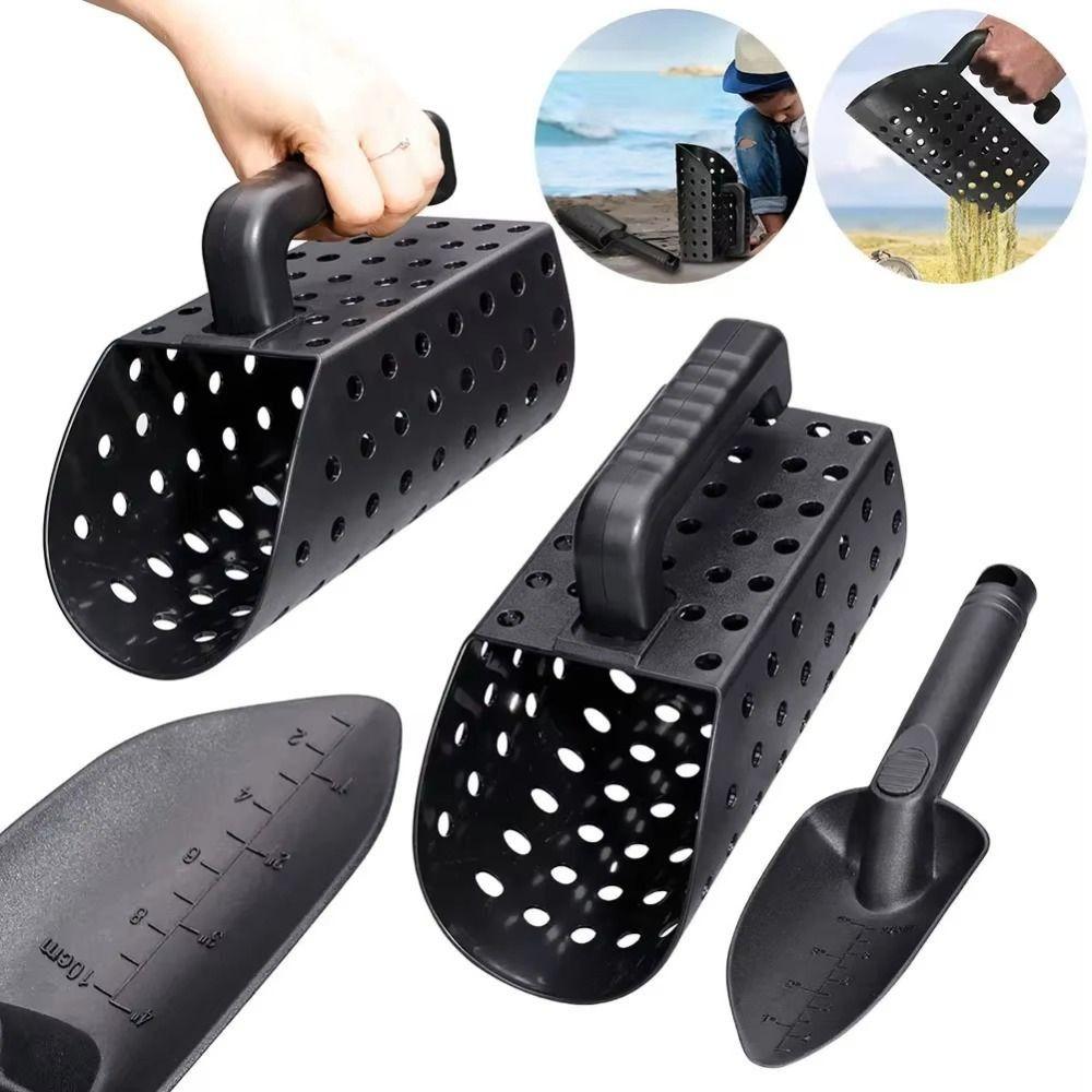 2Pcs Digging Tool Sand Scoop Shovel Set Black Beach Shovel Sand Sifter Garden Gadgets