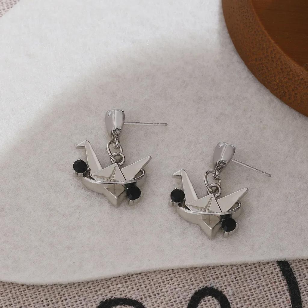 Серебряные игольчатые корейские роскошные серьги-журавлики с жемчугом Love - Niche Design