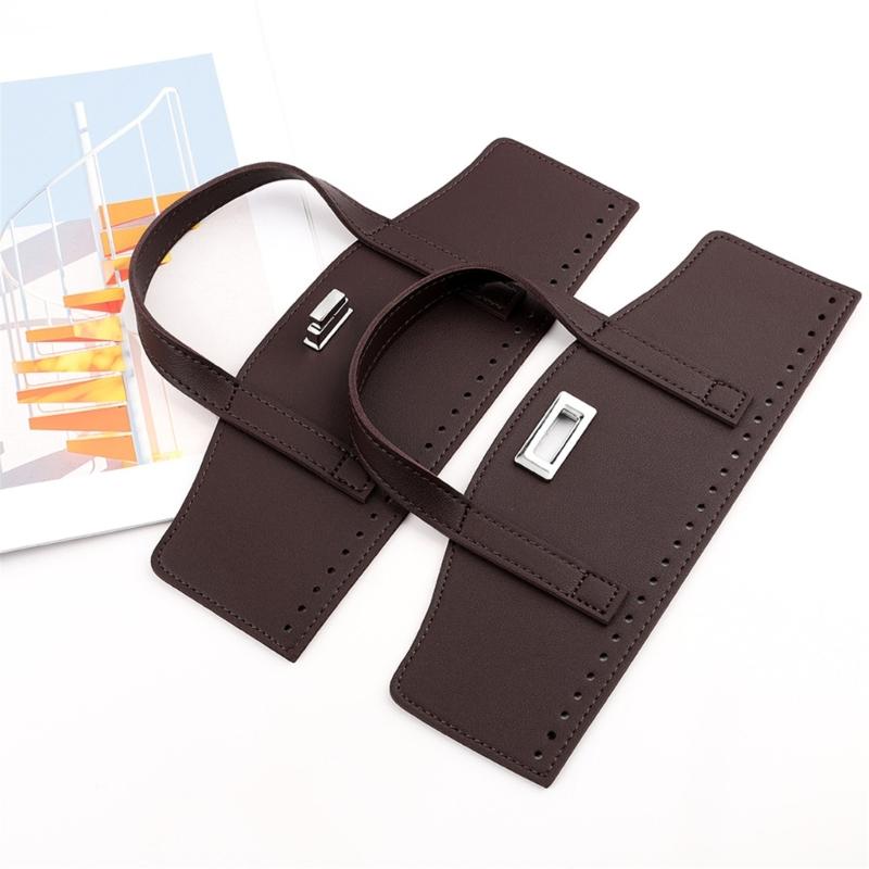 1Set Detachable PU Leather Bag Handle Bag Flap Cover with Lock Replacement Accessorie for DIY Crochet Handbag Sewing Kit