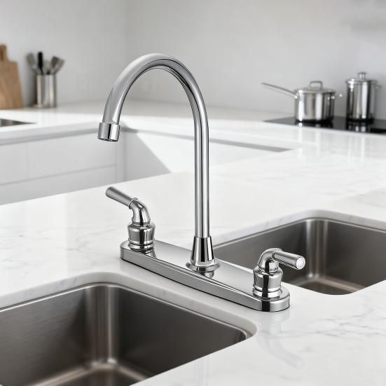 Кран для автодома Двухрычажный кухонный кран Кран с высоким изливом Вращение на 360°