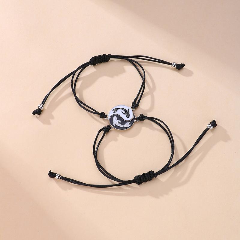 Браслет Инь и Ян для женщин и мужчин, национальность, эмаль, тайцзи, сплетни, рыба, плетеный, дружба, пара, браслет