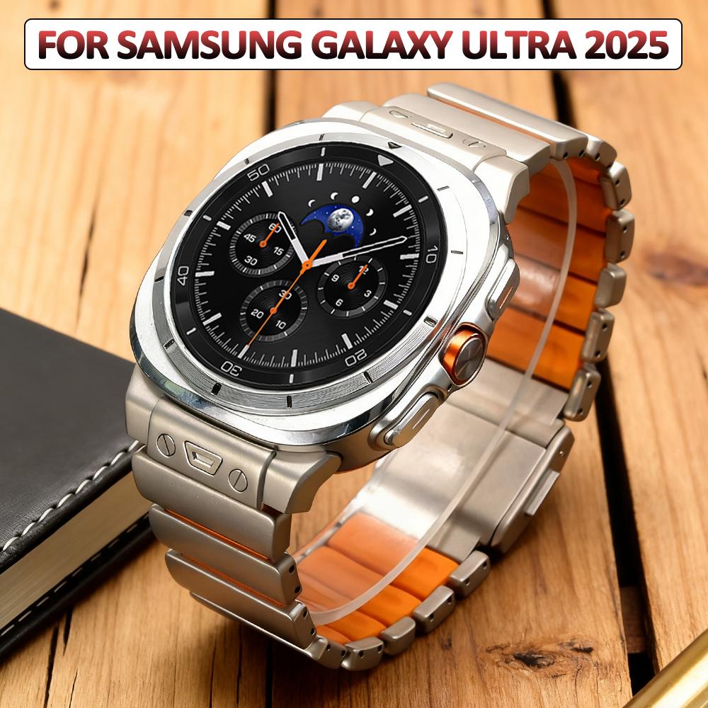 Металлический ремешок из титана для Samsung Galaxy Watch Ultra 2025 47 мм Титановый оранжевый ремешок Для galaxy watch Ultra 7 47 мм Резиновый браслет