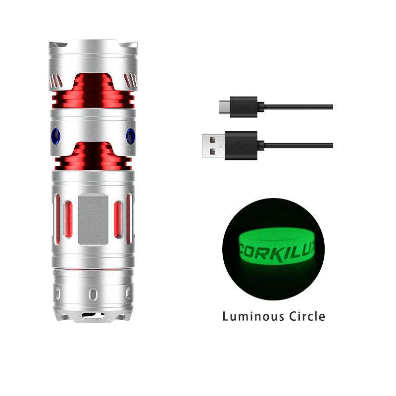 Портативный светодиодный фонарик с USB-зарядкой, гироскоп для пальцев для снятия стресса, уличный мини-фонарик из алюминиевого сплава, поисковый фонарь, фонарь для кемпинга