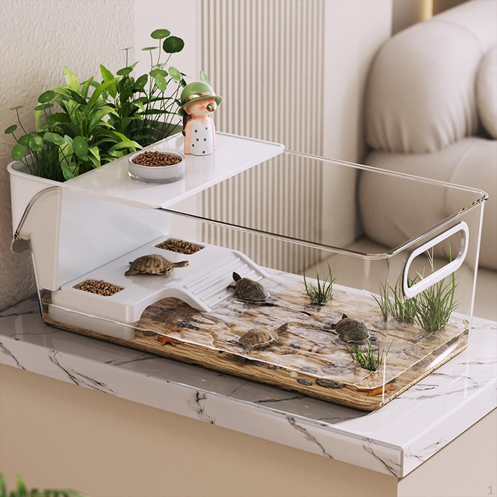 Turtle Tank Accessories Basking Ramp Sturdy Tortoise Enclosure Starter Reptile Habitat