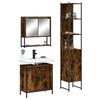 Bathroom Furniture Set - VIDAXL - Smoked Oak - 3 Pieces - Contemporary Design - Spacious Storage
