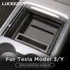 LUCKEASY For Tesla Model 3 Model Y Central Control Tissue Storage Box Interior Accessories Car Center Armrest Stowing Tidying