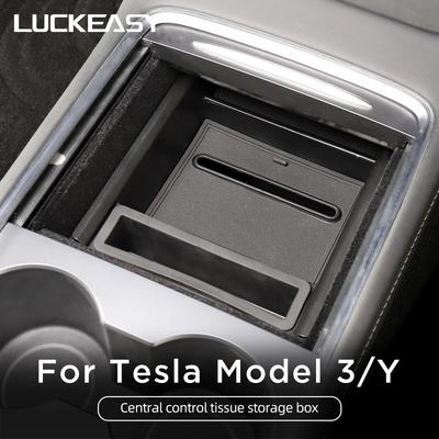 LUCKEASY для Tesla Model 3 Model Y, центральный контрольный ящик для хранения салфеток, аксессуары для интерьера, центральный подлокотник автомобиля, укладка, уборка
