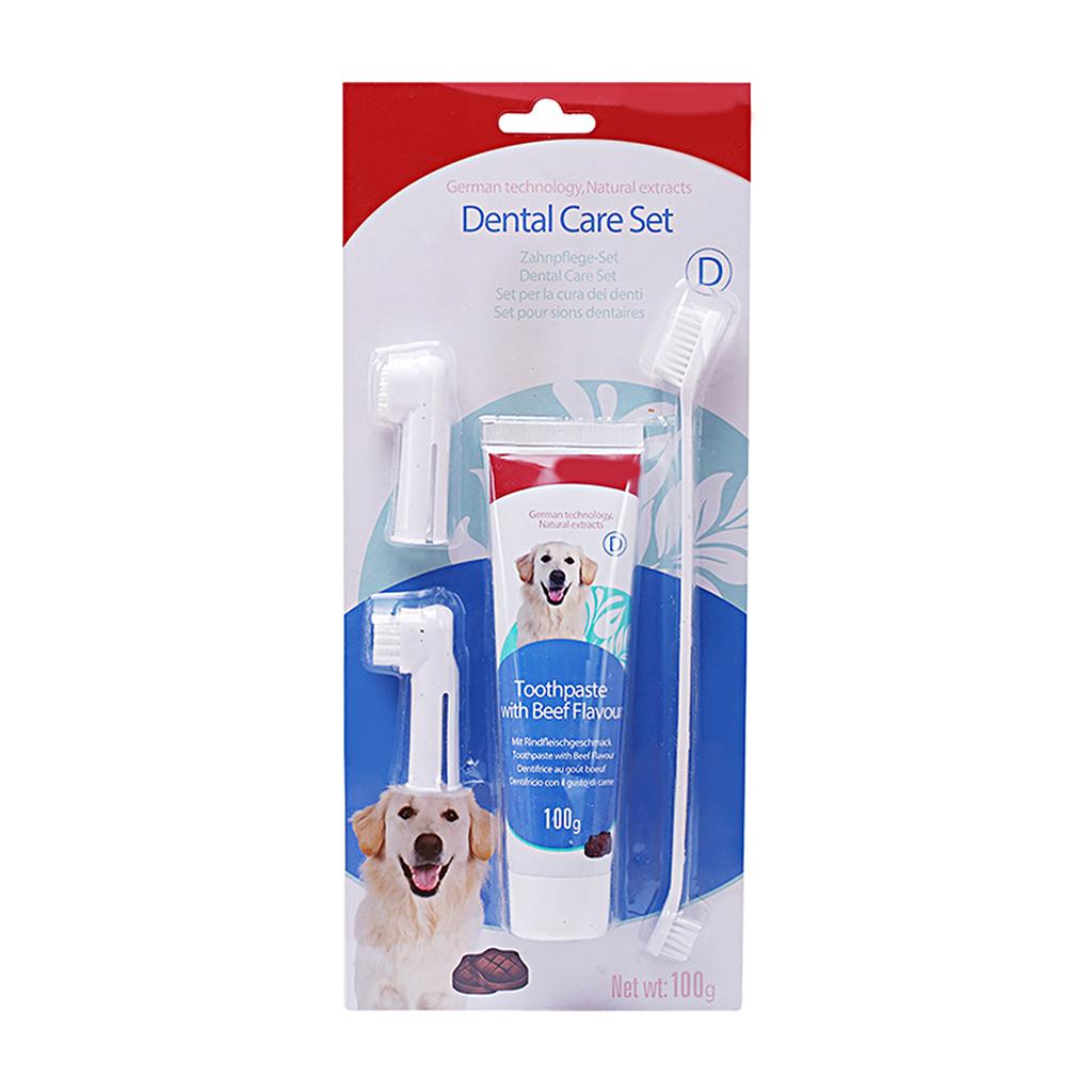 Pet Dog Cat Toothpaste Toothbrush Set Teeth Cleaning Oral Care Health Supplies