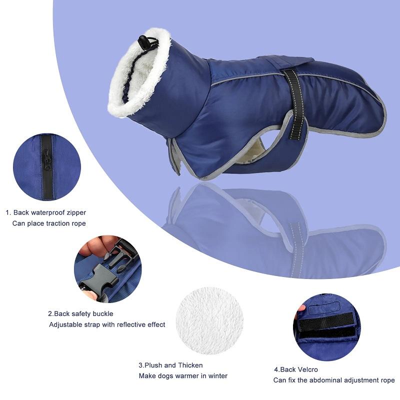 Куртка для больших собак, теплая одежда для собак, зимнее пальто, светоотражающие пальто для французского бульдога, пальто для холодной погоды, зимняя куртка для домашних животных