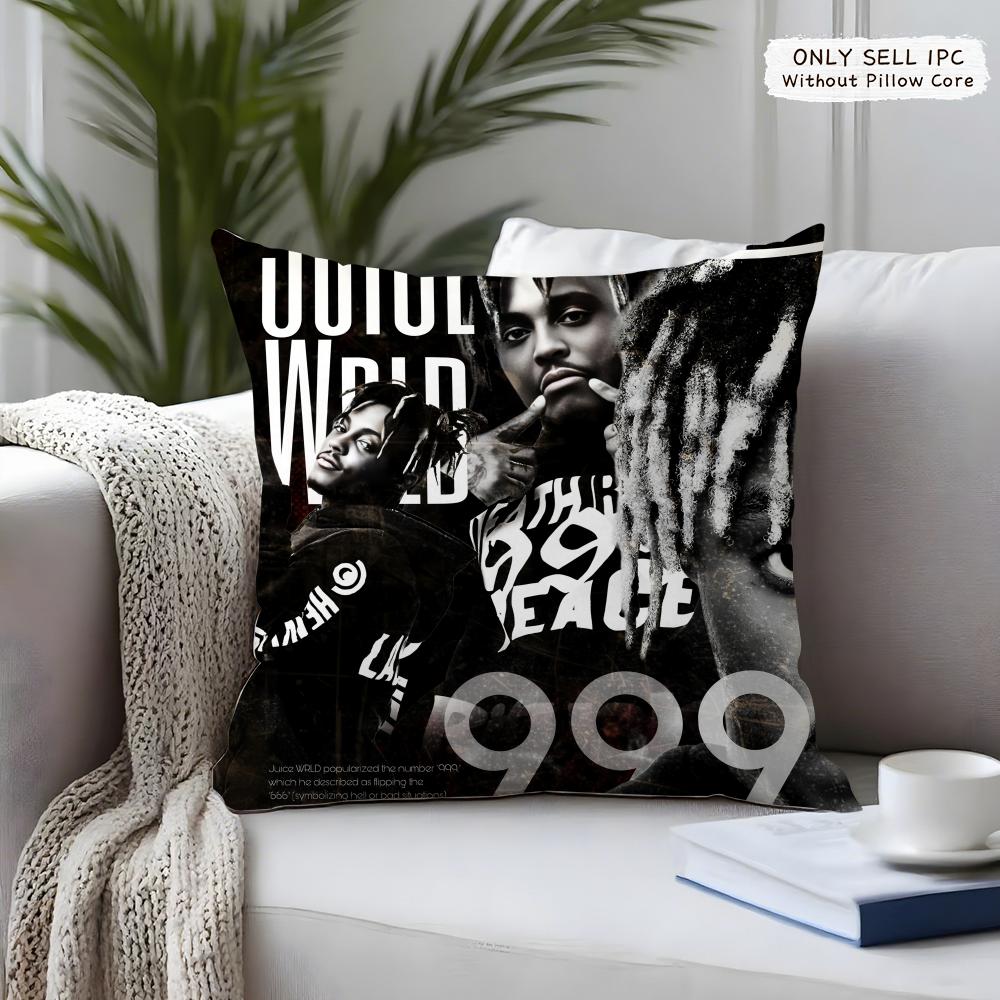 JJuice WrldS Rap Cool Cushion Cover Square Short Plush Pillow Case Living Room Sofa Home Decor Funda X