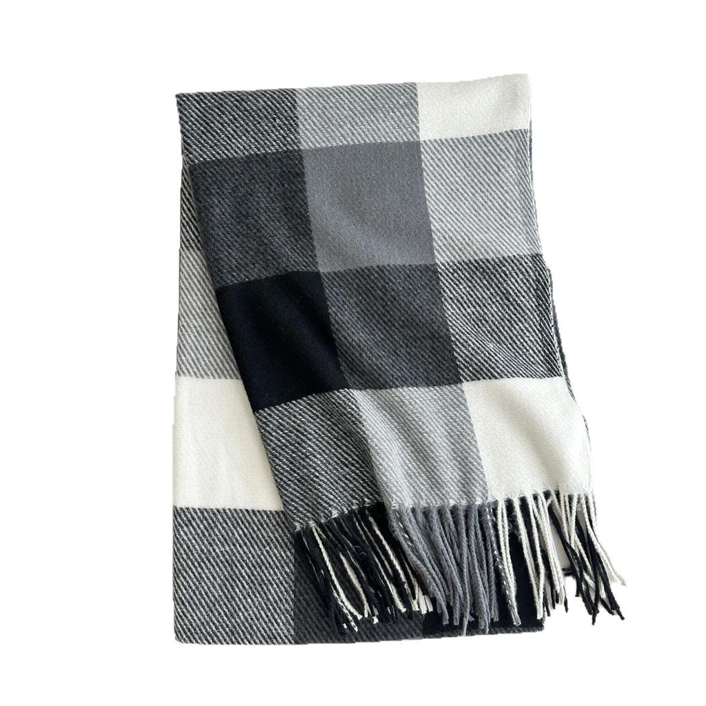 Classic Square Plaid Tassel Shawl - Soft, Skin-Friendly, Warm Neck Warmer for Students and Couples