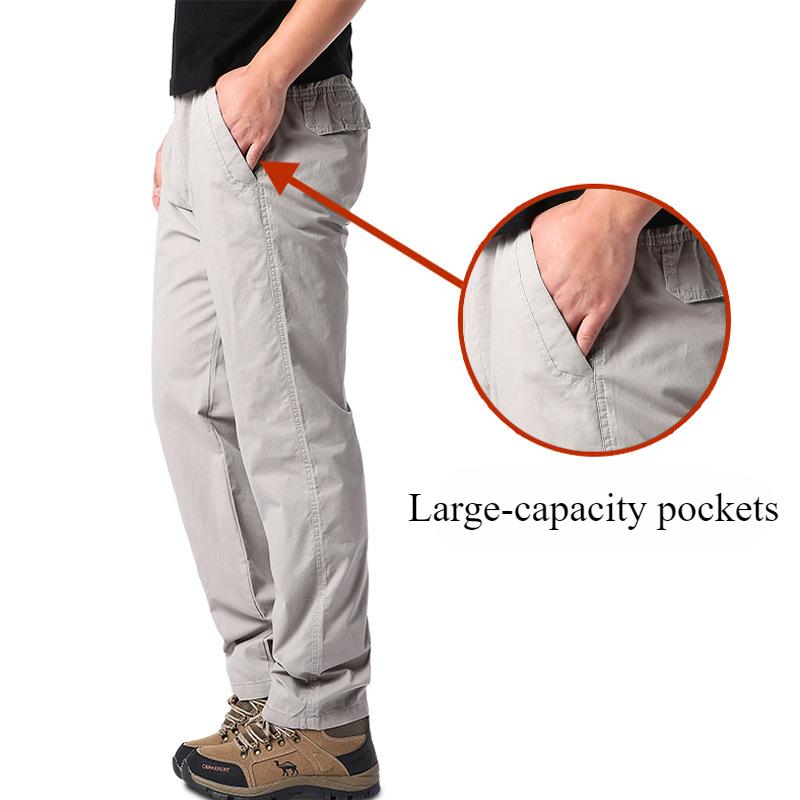 Повседневные брюки мужские весенне-осенние хлопковые брюки-карго большие спортивные брюки свободные прямые мужские рабочие брюки с эластичной резинкой на талии