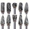10pcs Tungsten Steel Deburring Bit Set - Double Cut Rotary File Milling Cutter Heads, Versatile For Wood, Metal, Stone, Polishing, Carving & Engraving