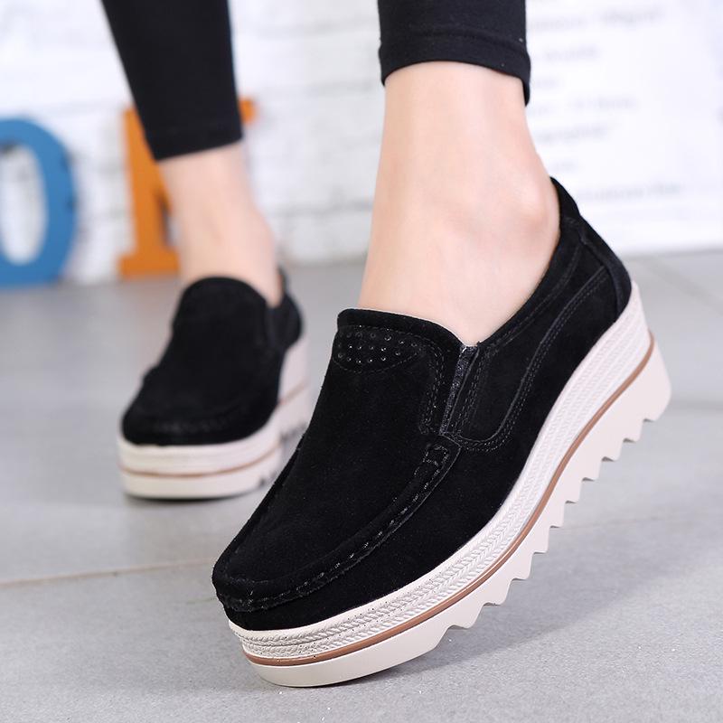 Spring Autumn Women Platform Shoes Ladies Loafers Genuine Leather Comfort Soft Moccasins Casual Flats Shoes Slip On Sneakers