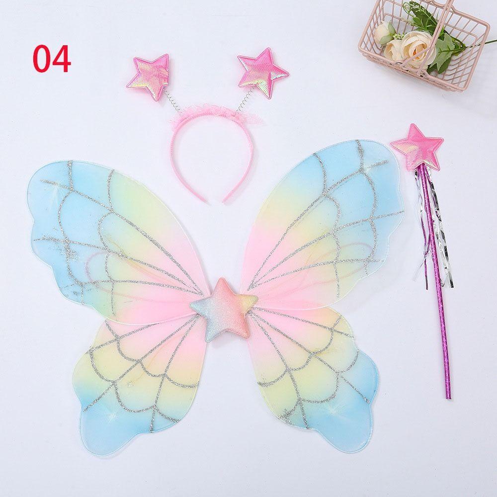 3 шт./компл. Костюм принцессы, нарядные крылья, нарядные крылья бабочки, феи, наборы крыльев феи для девочек и детей