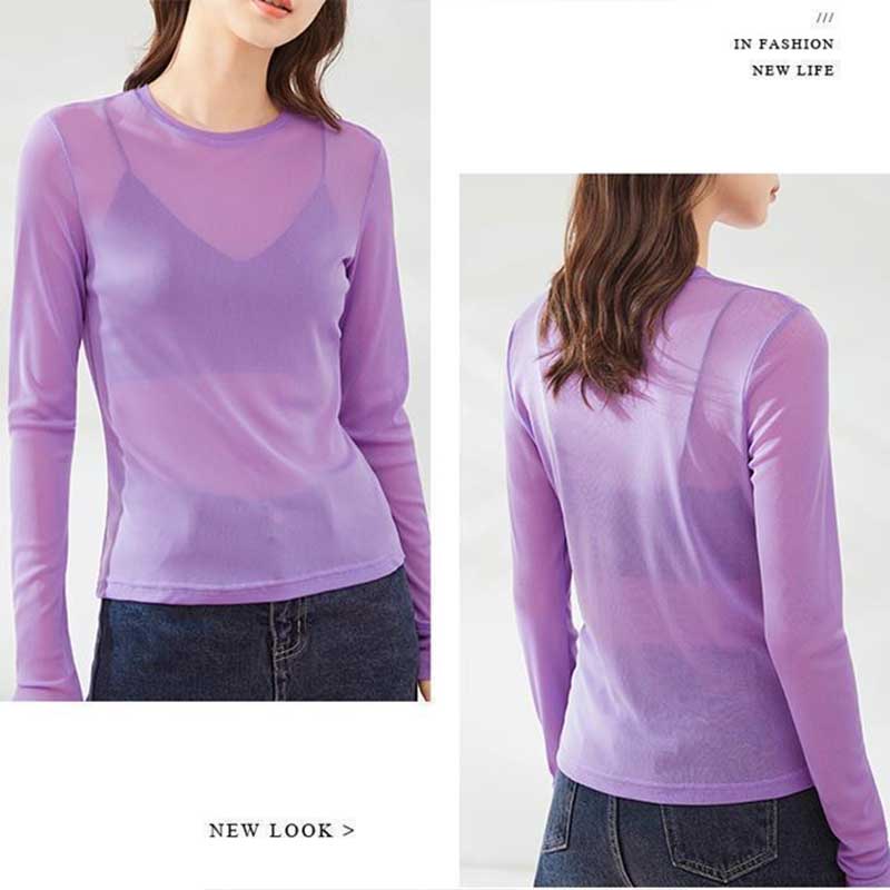 Летний сетчатый дышащий тонкий солнцезащитный топ с длинными рукавами, однотонный прозрачный топ, женская блузка из ледяного кружева