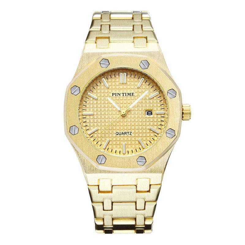 PINTIME Мужские часы класса люкс, автоматические часы с датой, водонепроницаемые, светящиеся, мужские наручные часы, кварцевые, из нержавеющей стали, спортивные часы