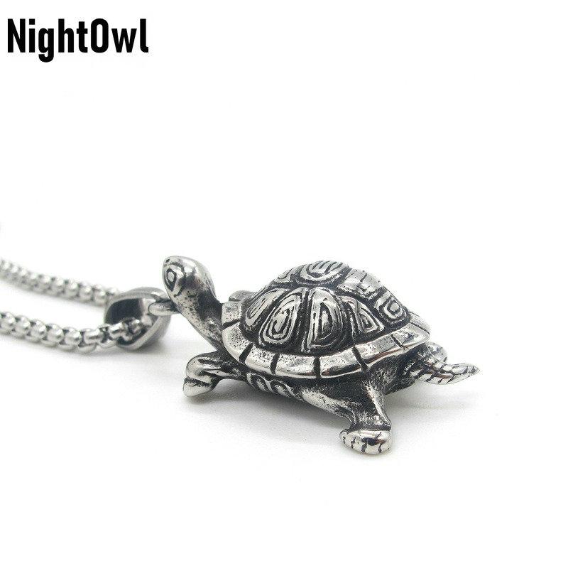 Крутое ожерелье с подвеской в виде черепахи из нержавеющей стали для мужчин, ювелирные изделия из серебра