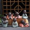 Purple Sand Tea Pet Little Monk Big Belly Maitreya Buddha Decor for Tea Ceremony and Car Ornaments