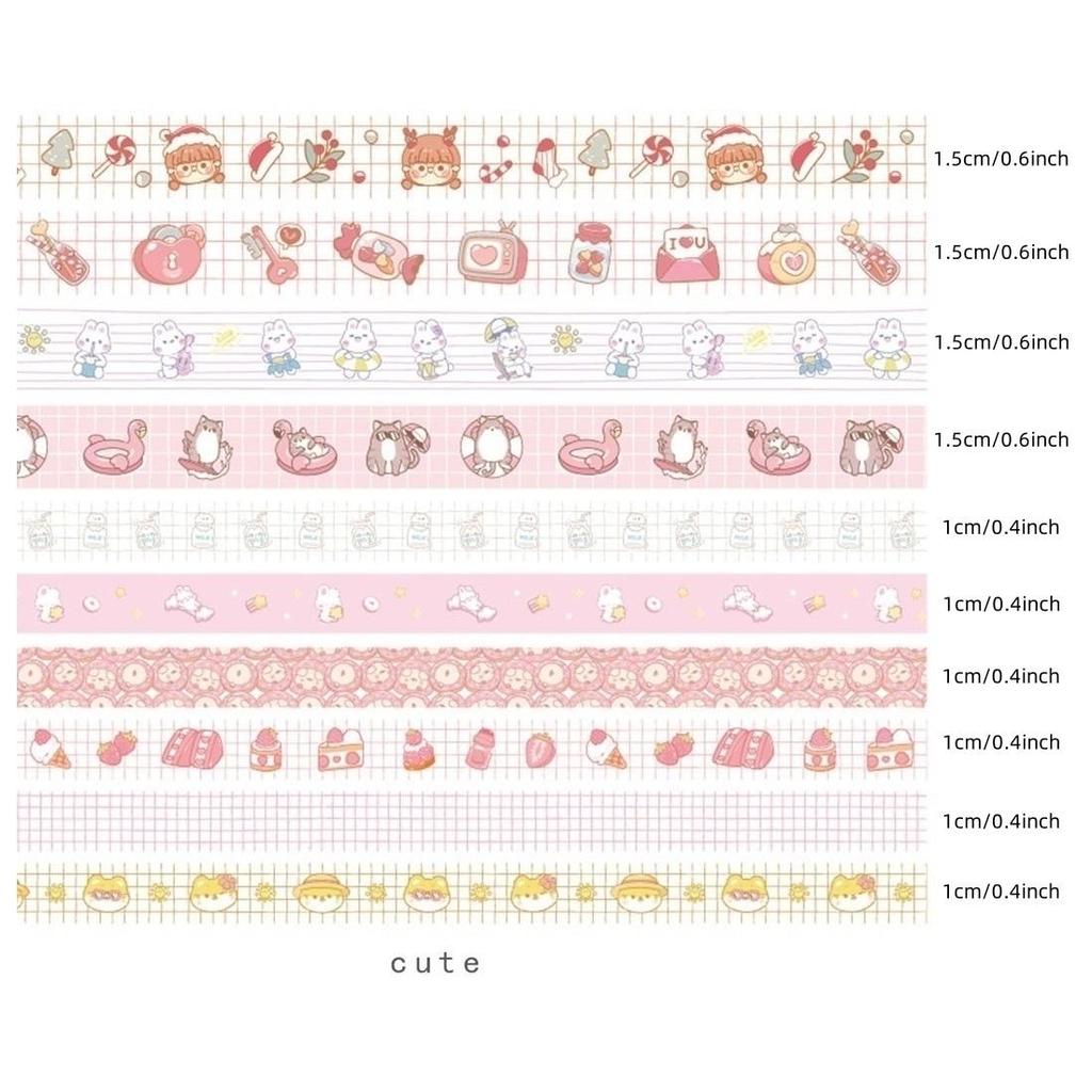 10 шт. набор лент Washi 15 мм 10 мм в стиле ретро, ​​сетка с милым узором, бумажная клейкая маскирующая лента, декоративные наклейки