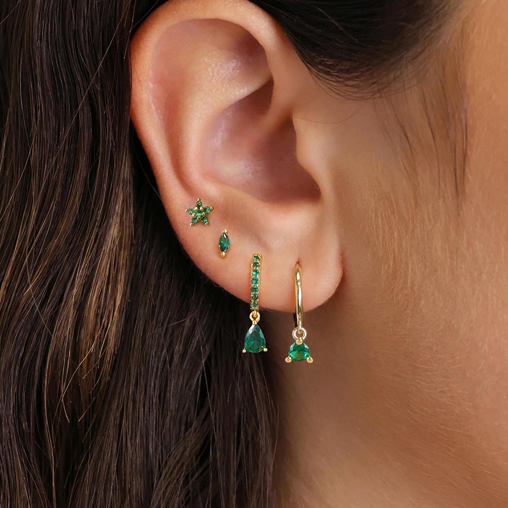 4PCS New Design Stainless Steel Water Drop Cubic Zirconia Dangle Earrings Set Flowers Horse Eyes Stud Piercing Earring Jewelry