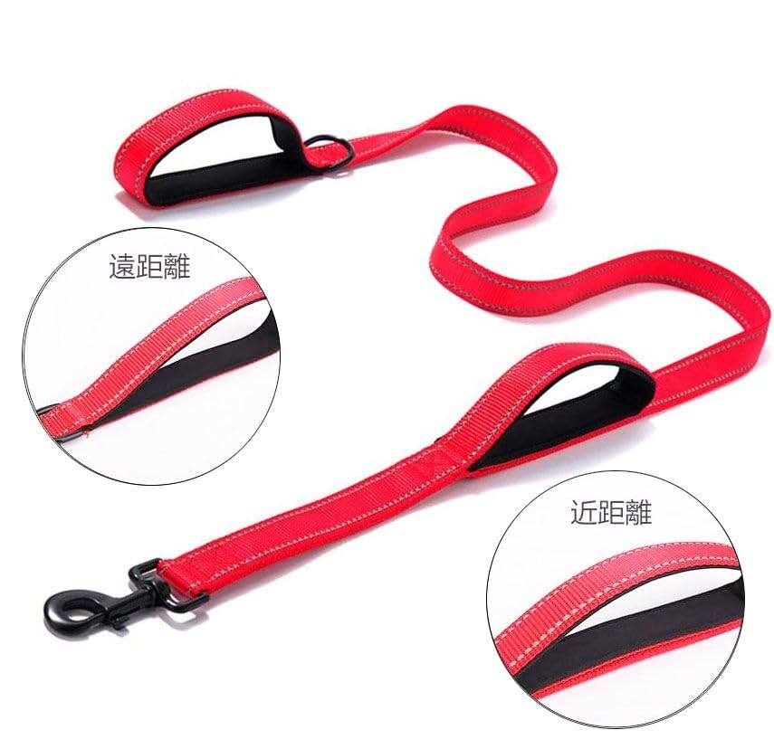 Экологически чистый поводок для собак, мягкий и удобный, с 2 ручками, прочный, светоотражающий, нейлоновый, красный, для маленьких собак, средних собак, для больших собак, для прогулок