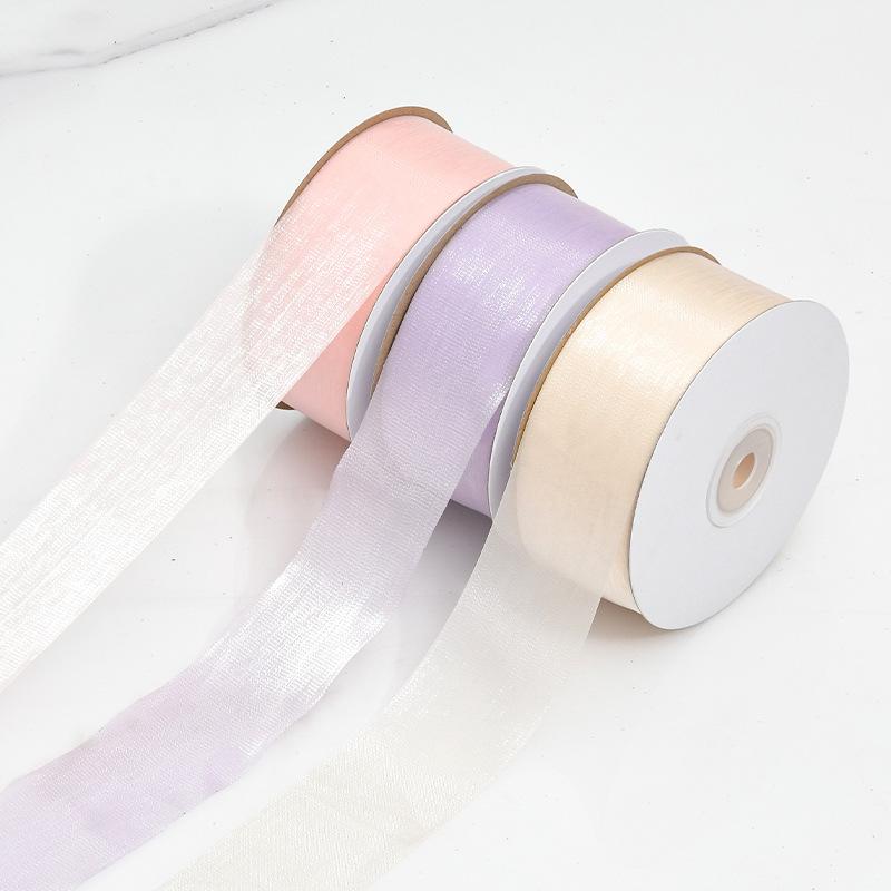 Hibiscus Satin Transparent Glass Yarn Mesh Yarn Ribbon Flower Cake Ribbon Colorful Ribbon Bow Material Ribbon Bow DIY Flower Handmade