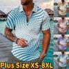 Casual Lapel T-shirt Young Men's Fashion Zipper T-shirt Short Sleeve T-shirt Men's 3D Speckled Texture Print T Shirt
