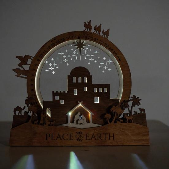 Рождественский вертеп, обратный отсчет, украшение, рождественский светящийся вертеп, центральный элемент, Воскресение Иисуса, пасхальное украшение для столешницы, каминной полки