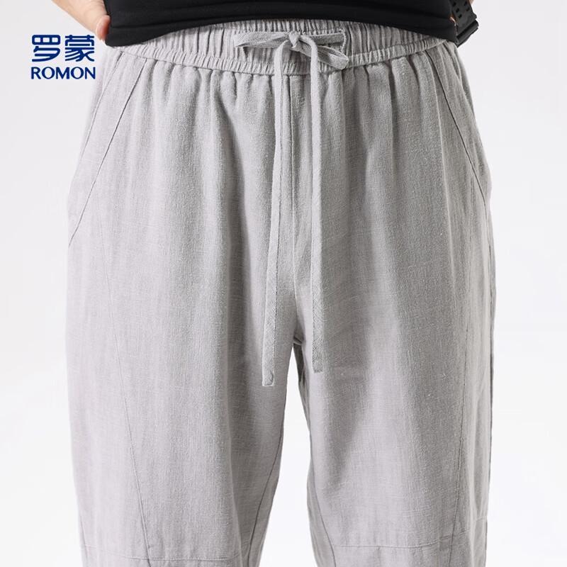 Luomeng Men's Ramie Cotton Ice Silk Casual Straight-Leg Pants